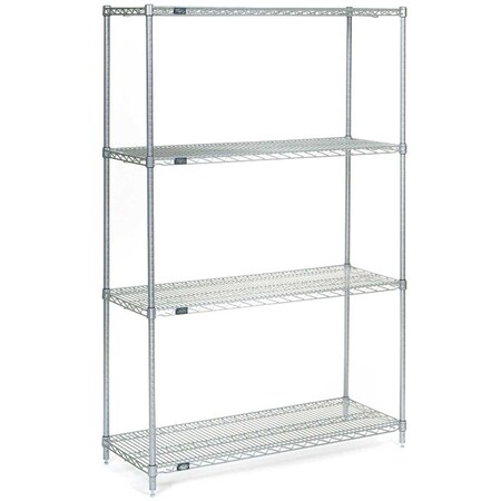 4 Tier Wire Shelving Starter Unit, Stainless Steel, 48W X 24D X 54H